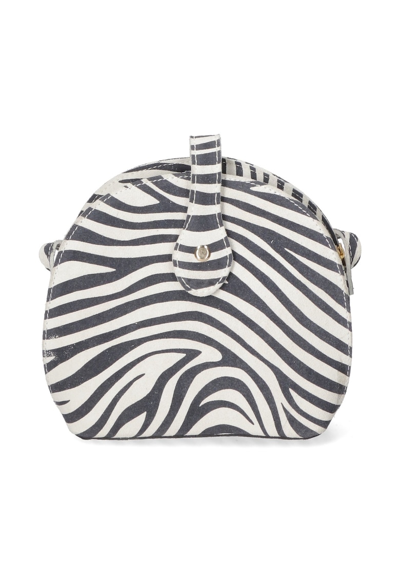 Geanta crossbody de piele cu model - Negru stins/Alb murdar