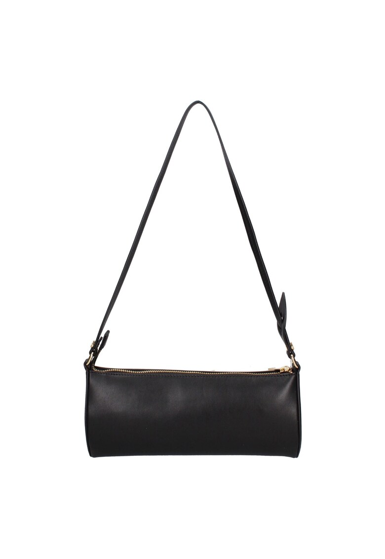 Geanta de piele cu bareta de umar - Negru