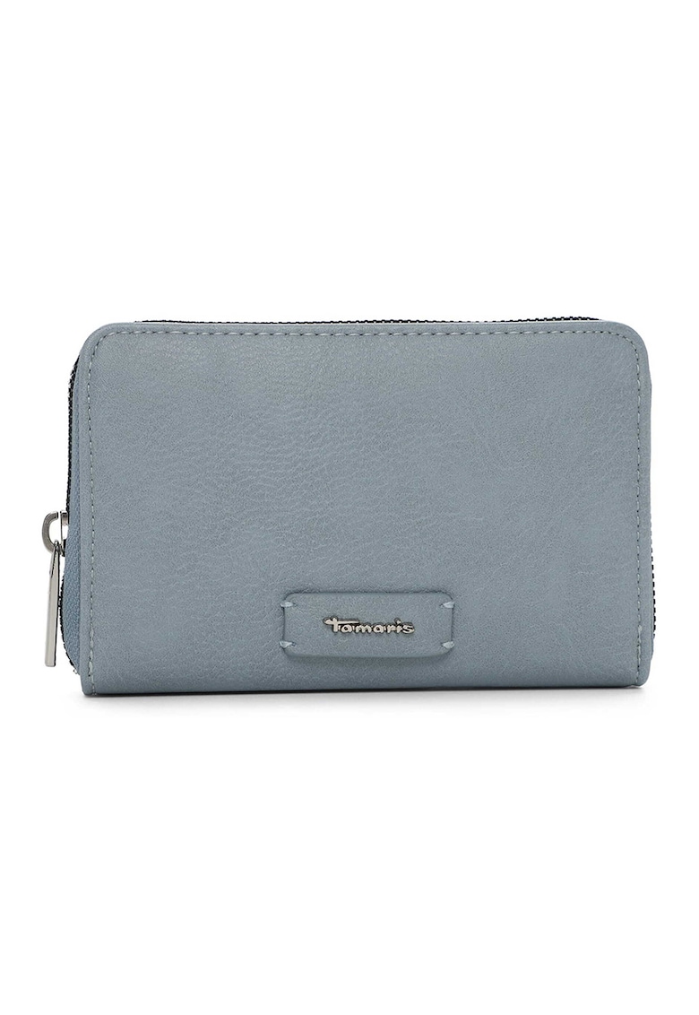 Portofel de piele ecologica cu fermoar Felice - Albastru prafuit