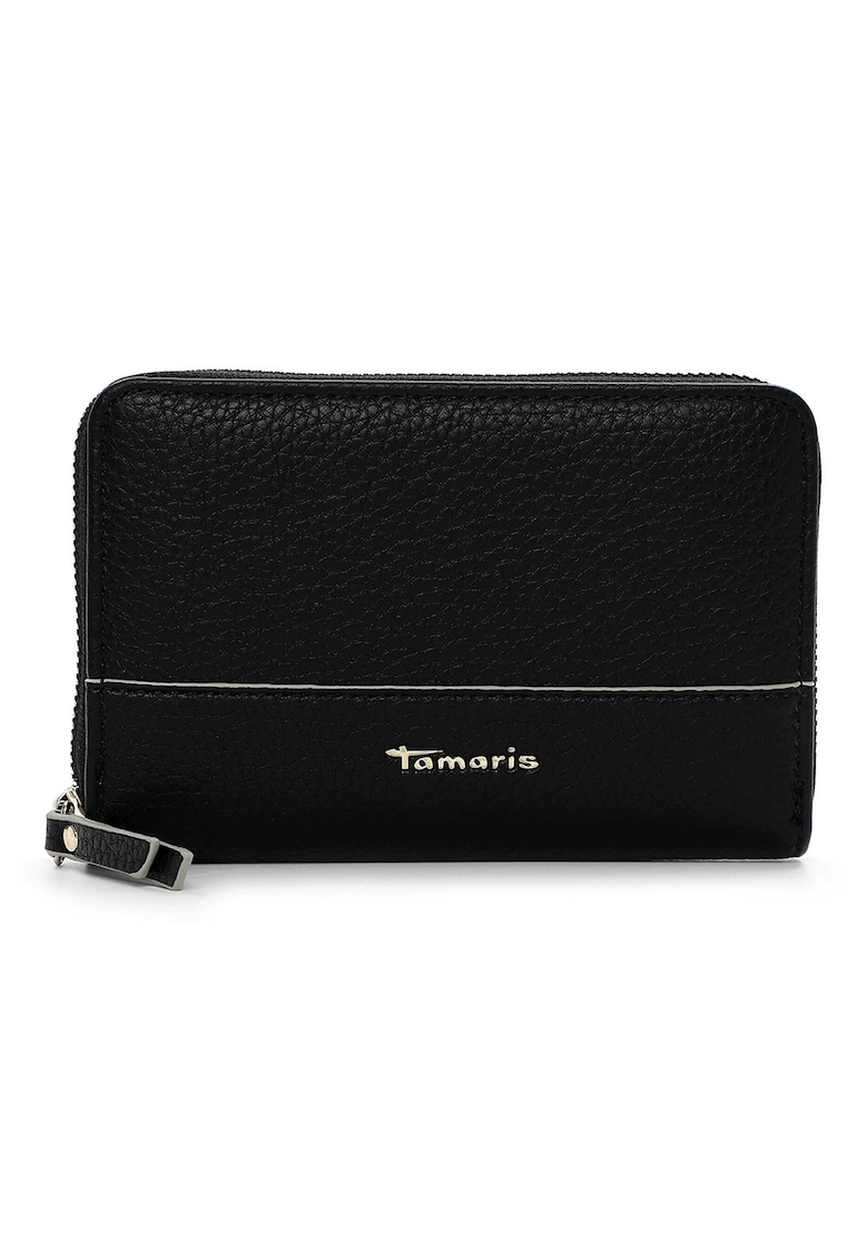 Portofel de piele ecologica cu fermoar Flavia - Negru