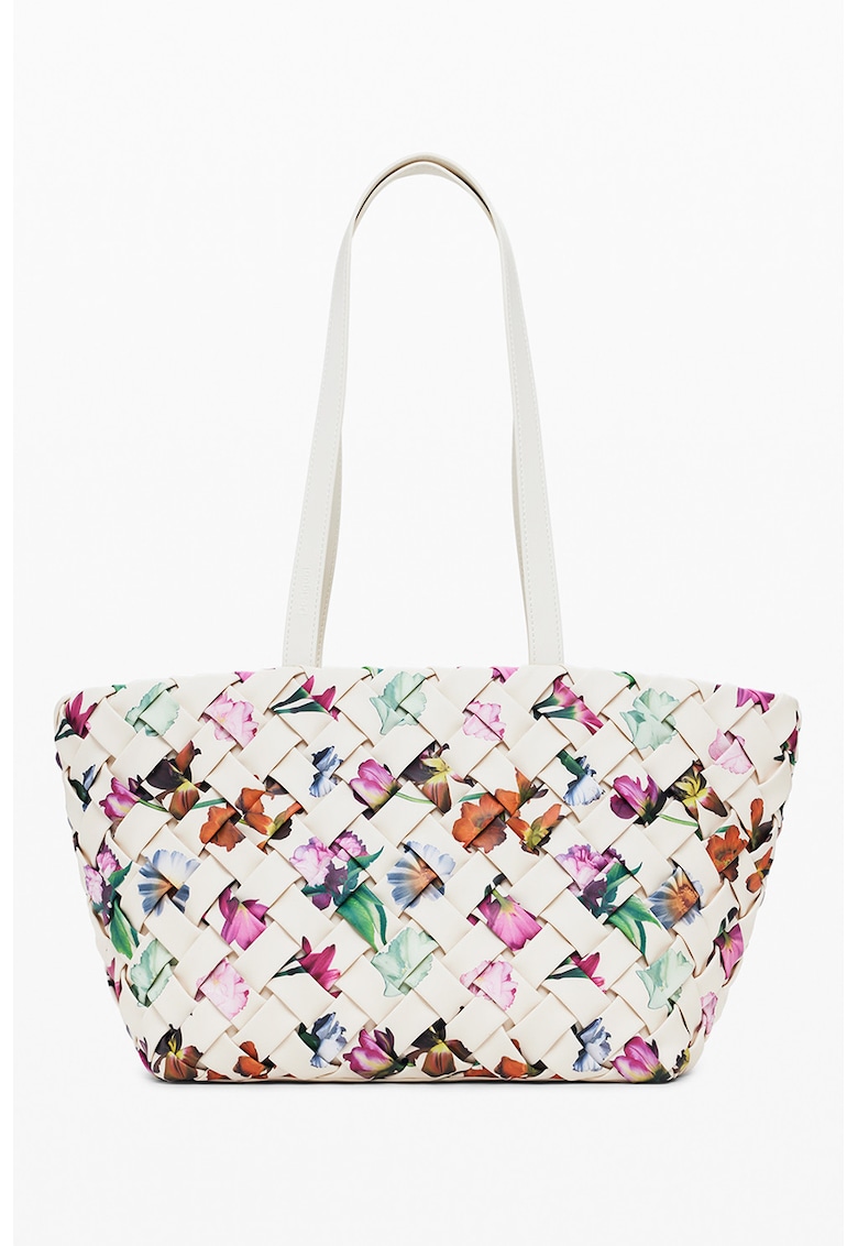 Geanta shopper din piele ecologica cu aspect tesut Éclat - Multicolor