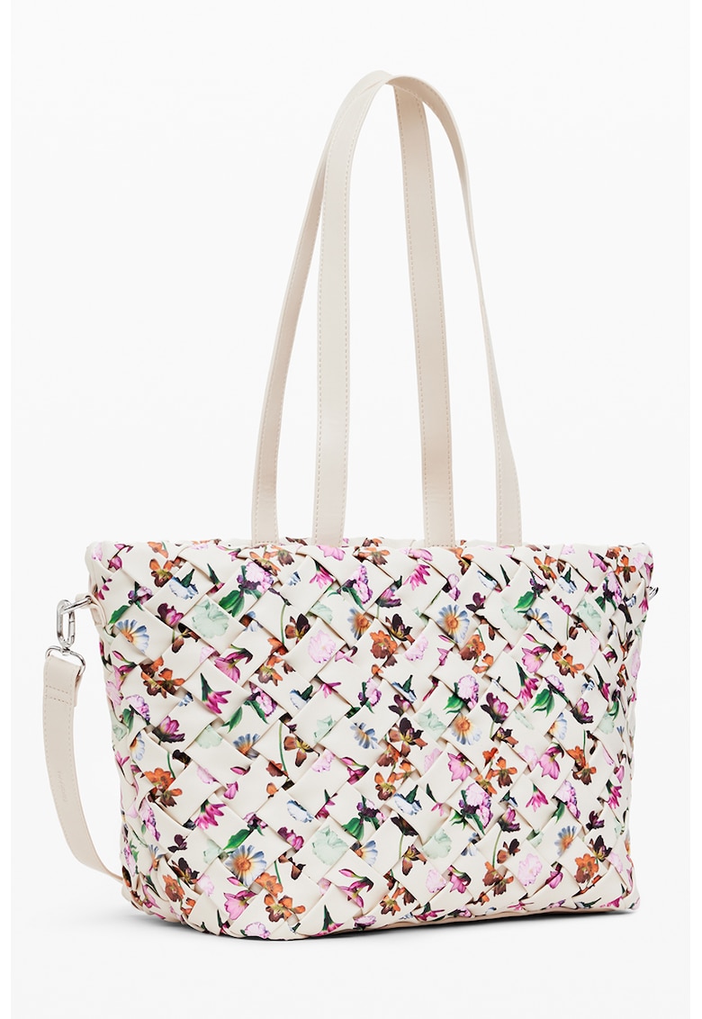 Geanta shopper din piele ecologica cu aspect tesut Éclat