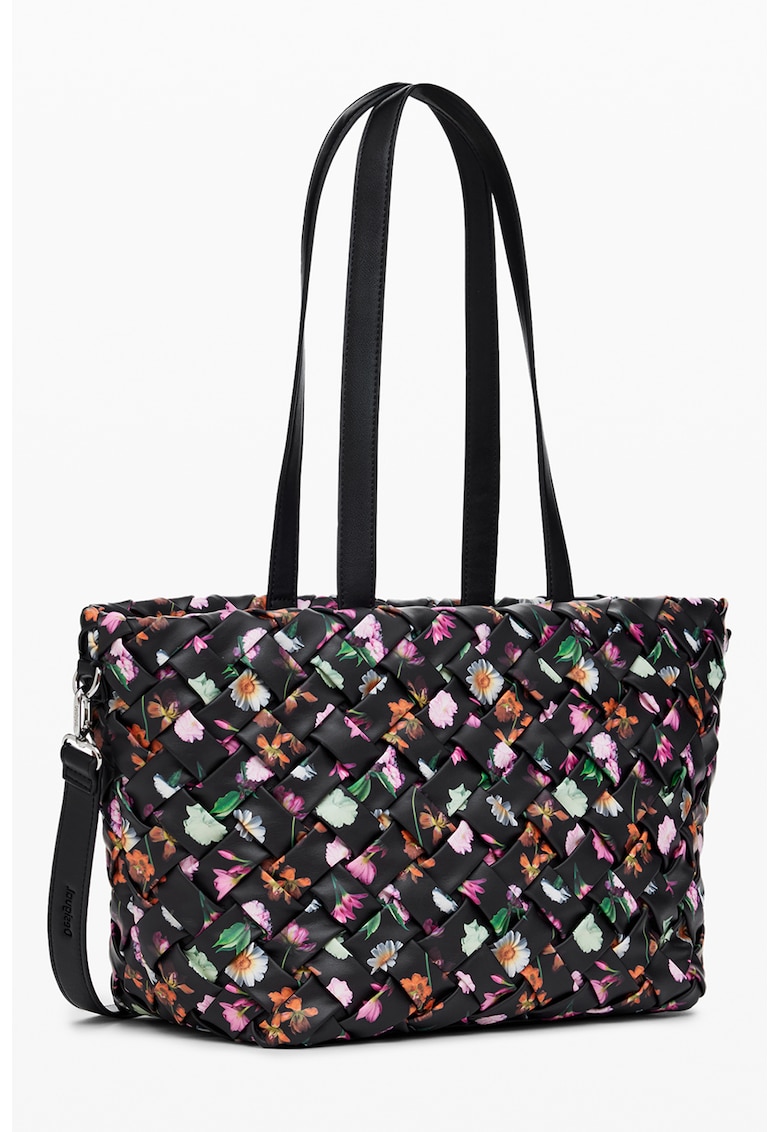 Geanta shopper din piele ecologica cu aspect tesut Éclat