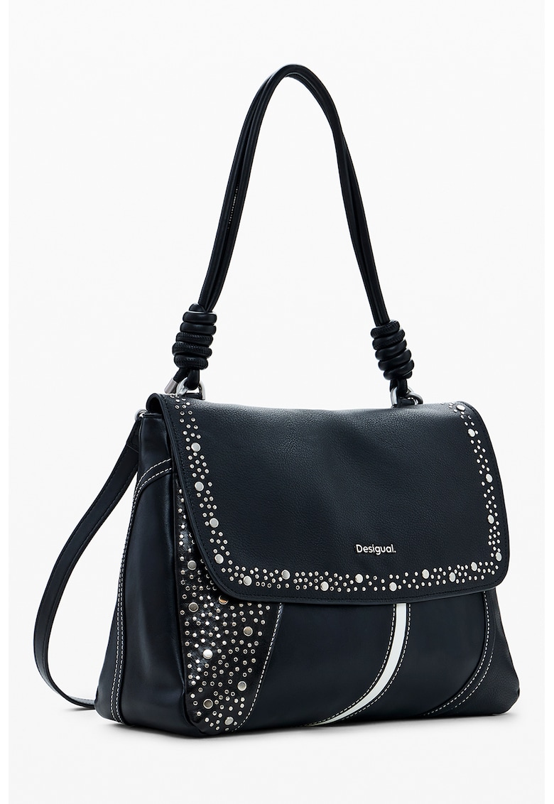 Geanta din piele ecologica cu bareta de umar Punkette - Negru