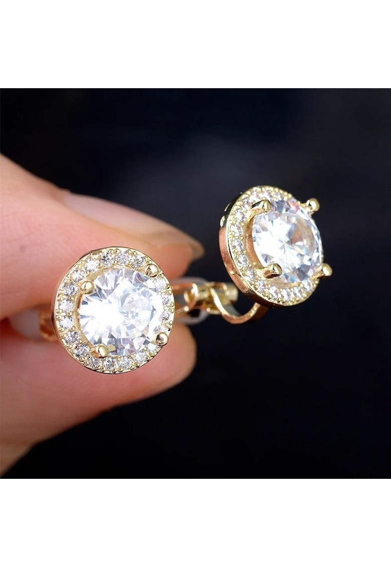 Cercei aurii - cu pietre din zirconiu si clips - Cara C1