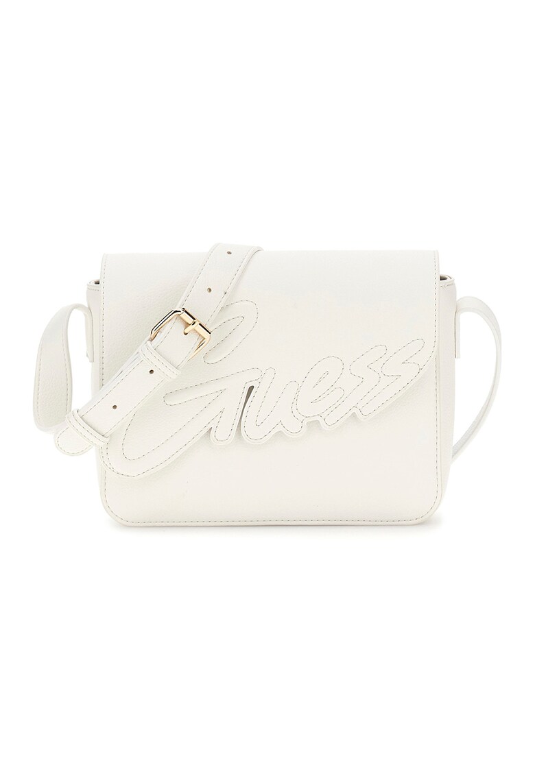 Geanta crossbody din piele ecologica cu logo in relief - Auriu/Crem