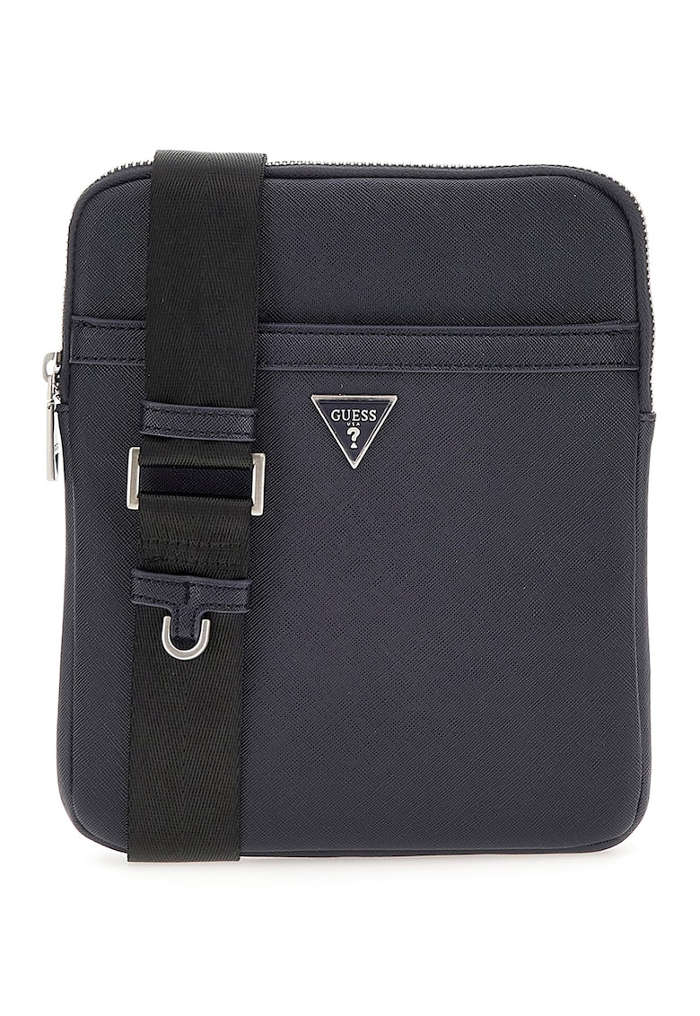 Guess Geanta crossbody de piele ecologica cu logo Certosa - Albastru inchis