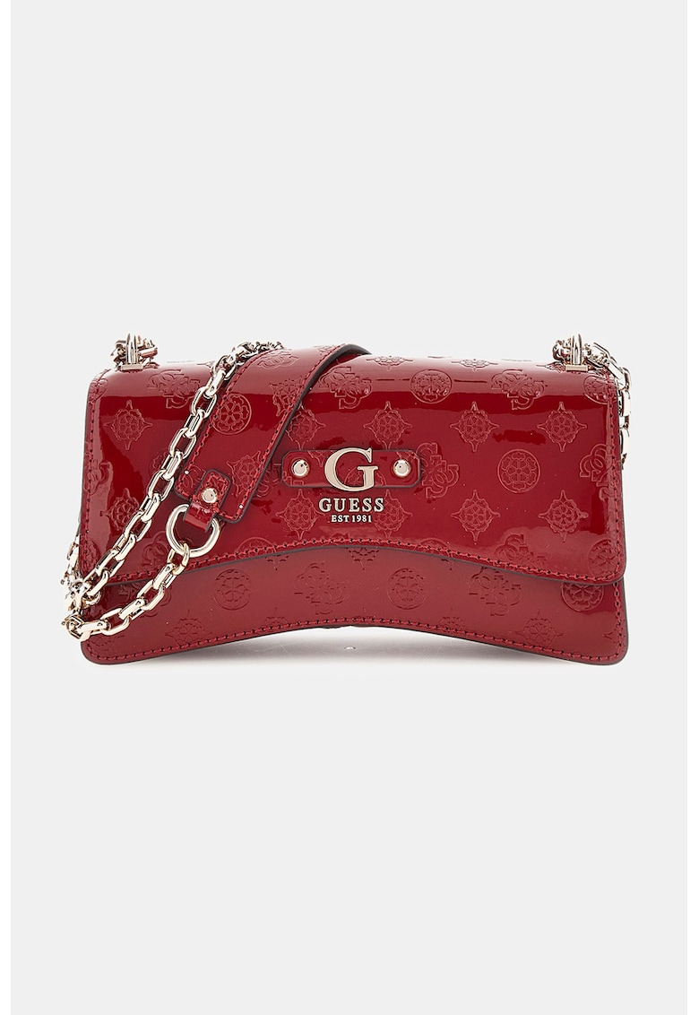 Geanta din piele ecologica cu bareta de umar si aspect lacuit Gerty