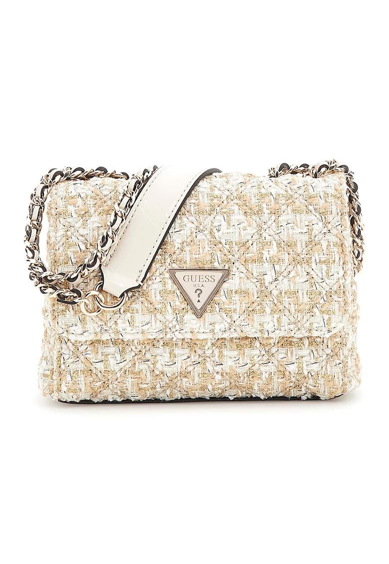 Geanta crossbody mini cu clapa Giilly - Auriu/Crem