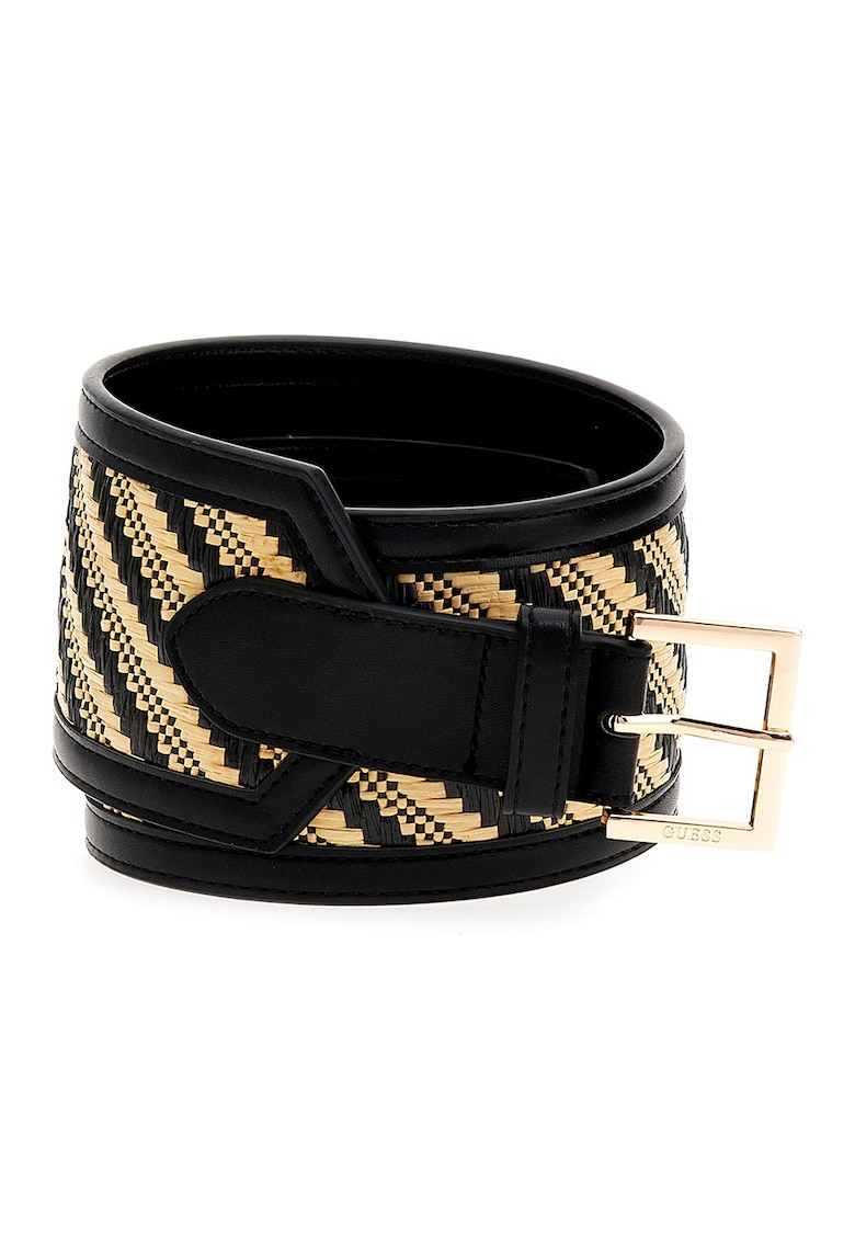 Curea lata cu model - Negru/Bej