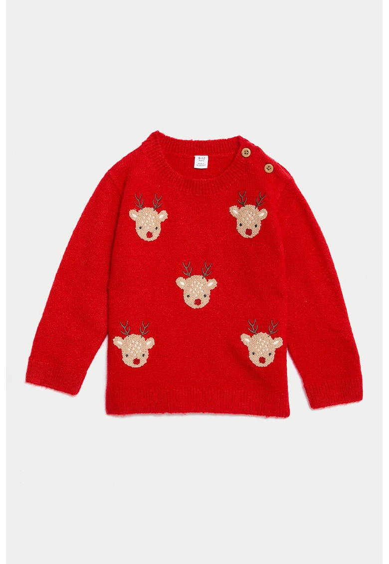 Pulover cu decolteu la baza gatului si model Pulover cu decolteu la baza gatului si model