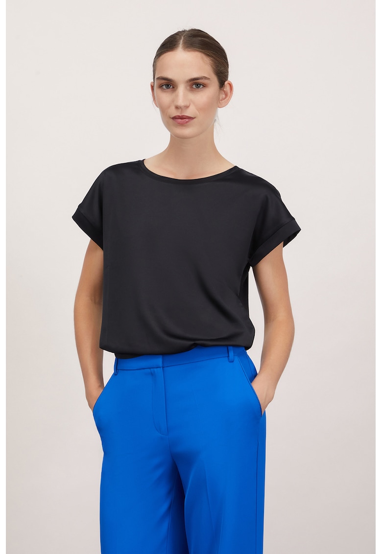 Tricou cu partea frontala din satin - Onyx Black