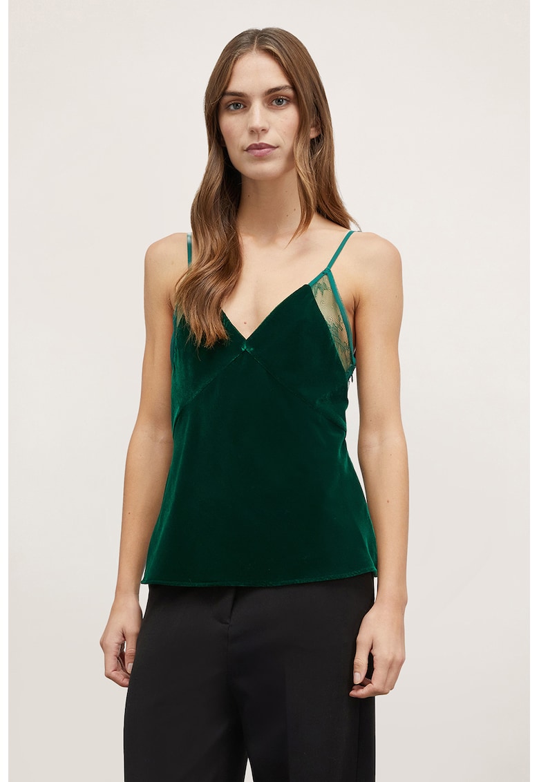 Top cu spate transparent - Verde inchis