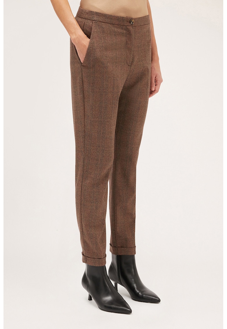 Pantaloni conici cu talie inalta - Gri/Rosu stins