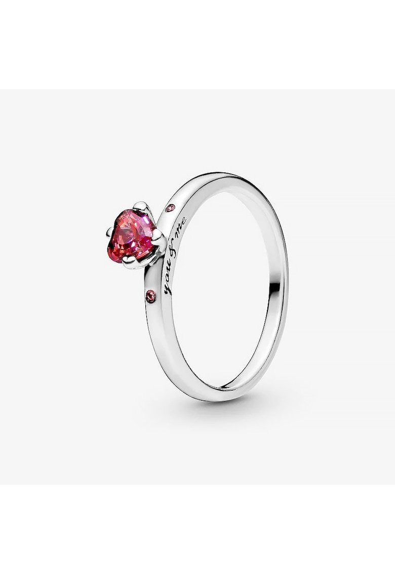 Inel cu inima rosie You and Me din Argint 925 si Zirconiu - Rosu/Argintiu