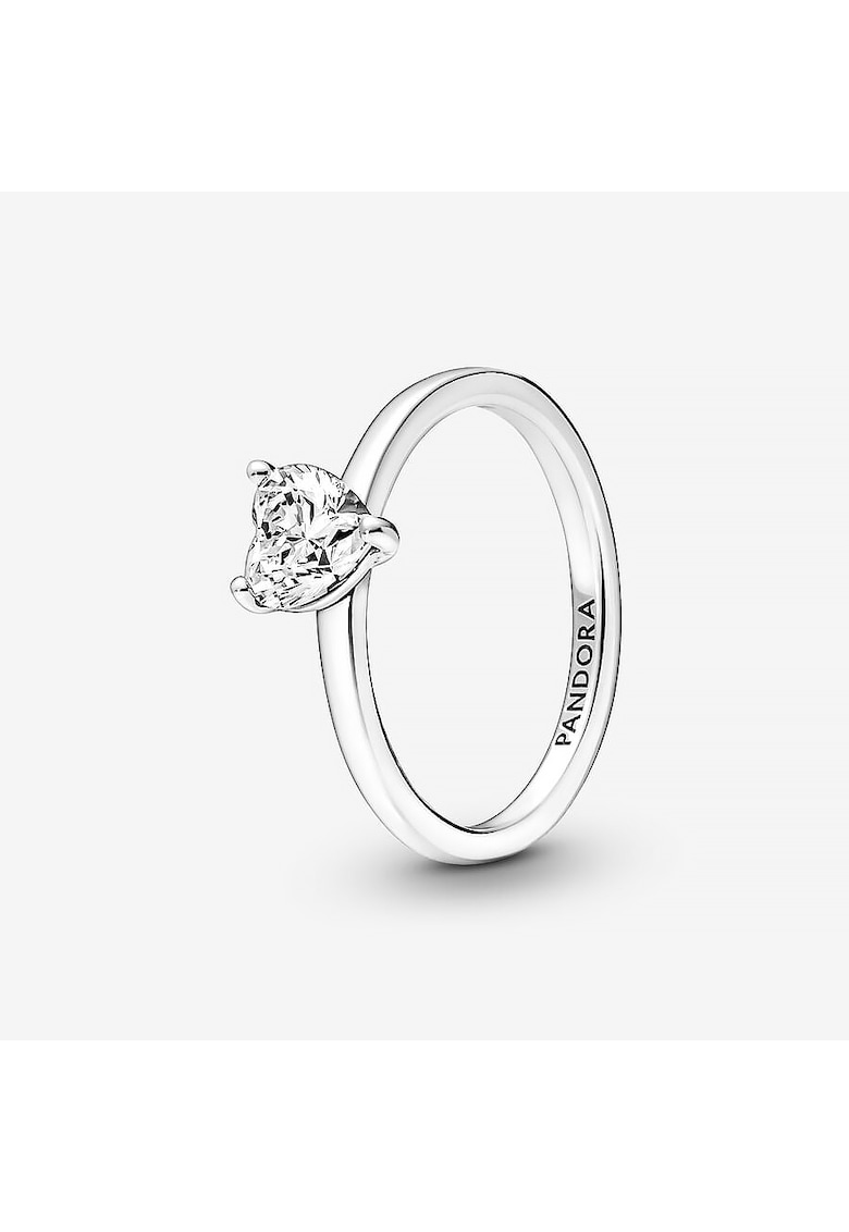 Inel tip Solitaire cu inimioara stralucitoare Zirconiu din Argint 925 - Argintiu