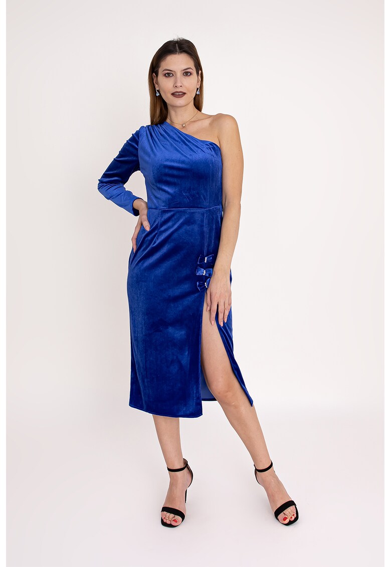 Rochie cu decolteu pe un umar si slit lateral Sapphire