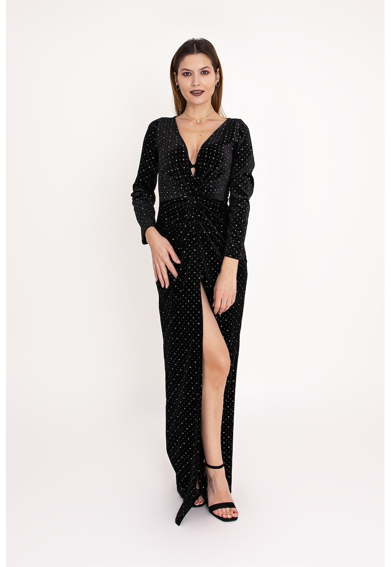 Rochie petrecuta din catifea cu strasuri Onyx
