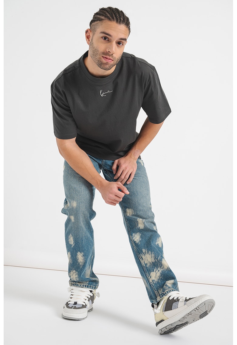 Tricou din bumbac organic cu imprimeu pe partea din spate - Negru stins