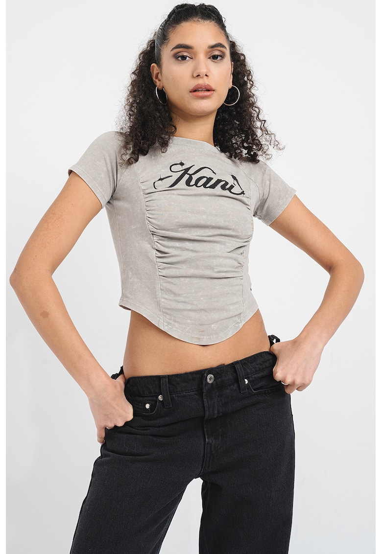 Tricou crop cu logo