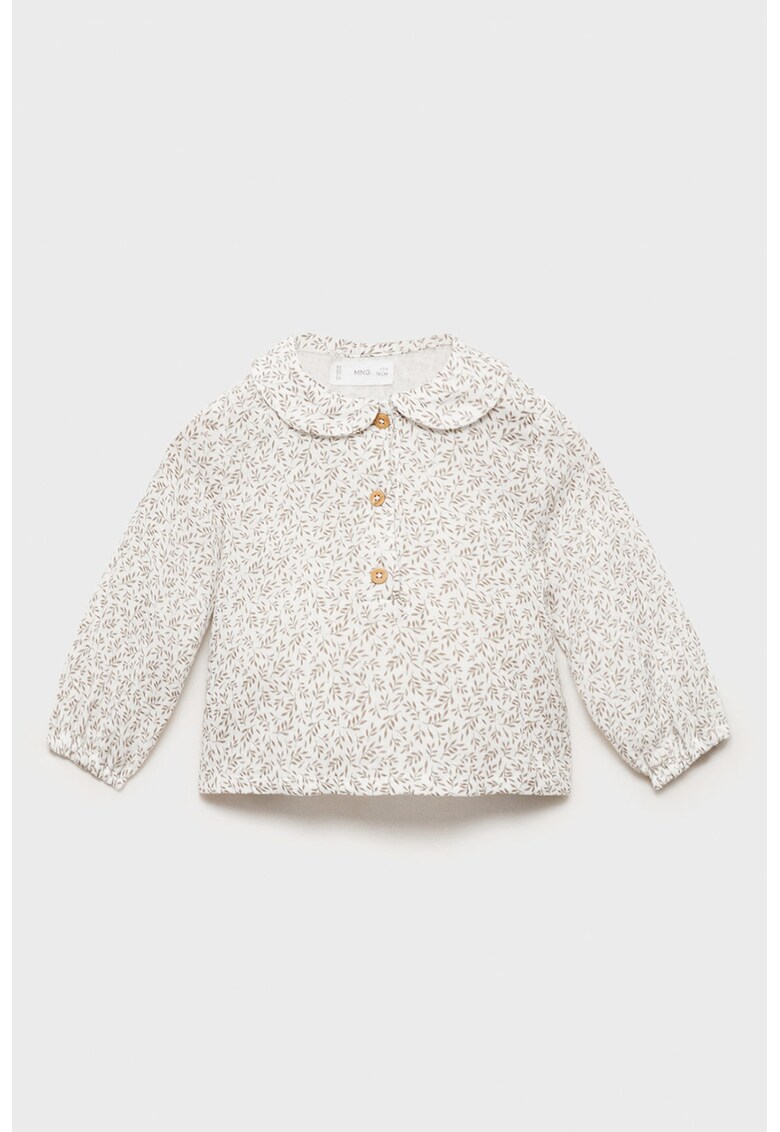Bluza cu imprimeu si guler rotund - Alb/Maro taupe