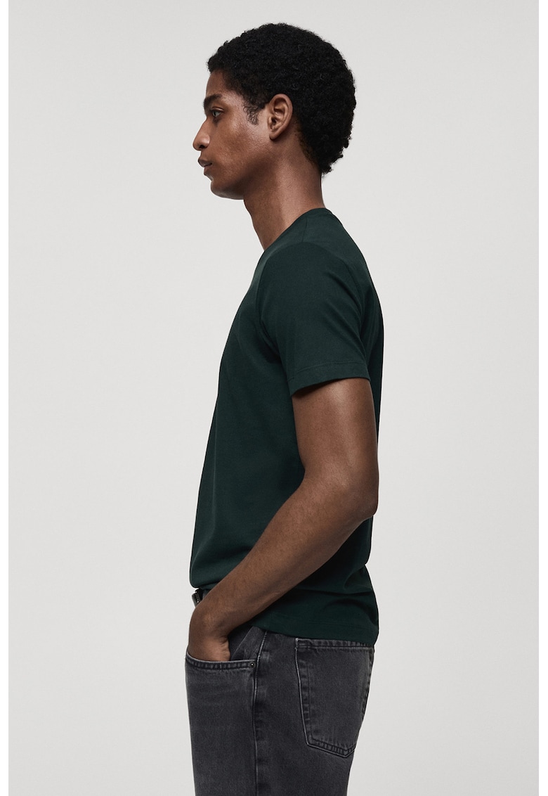 Tricou slim fit de bumbac - Verde inchis