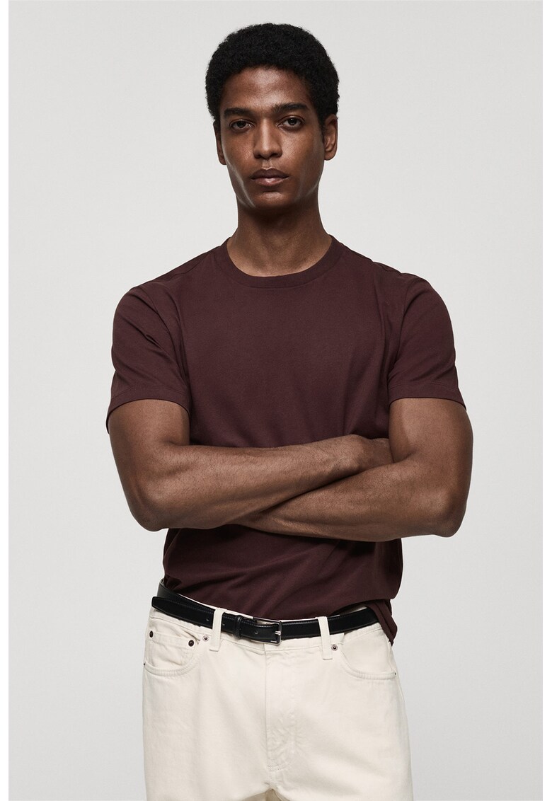 Tricou slim fit de bumbac - Visiniu
