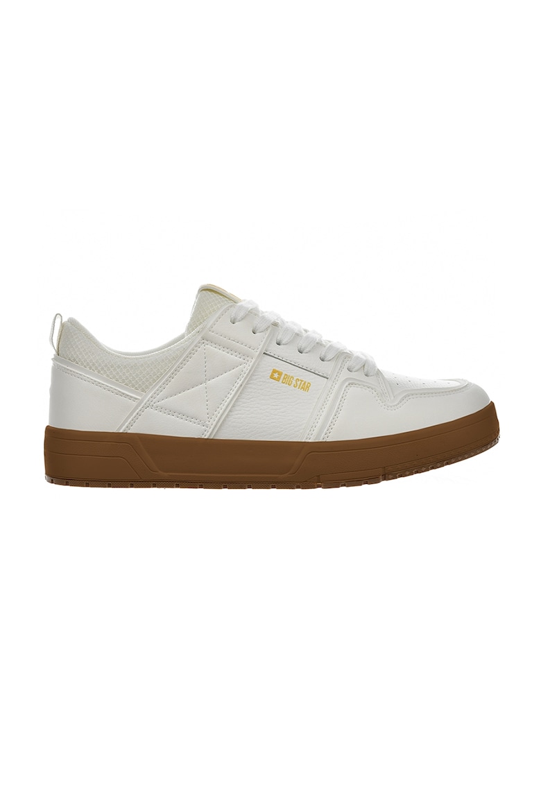 Pantofi sport din piele ecologica si material textil - Alb murdar