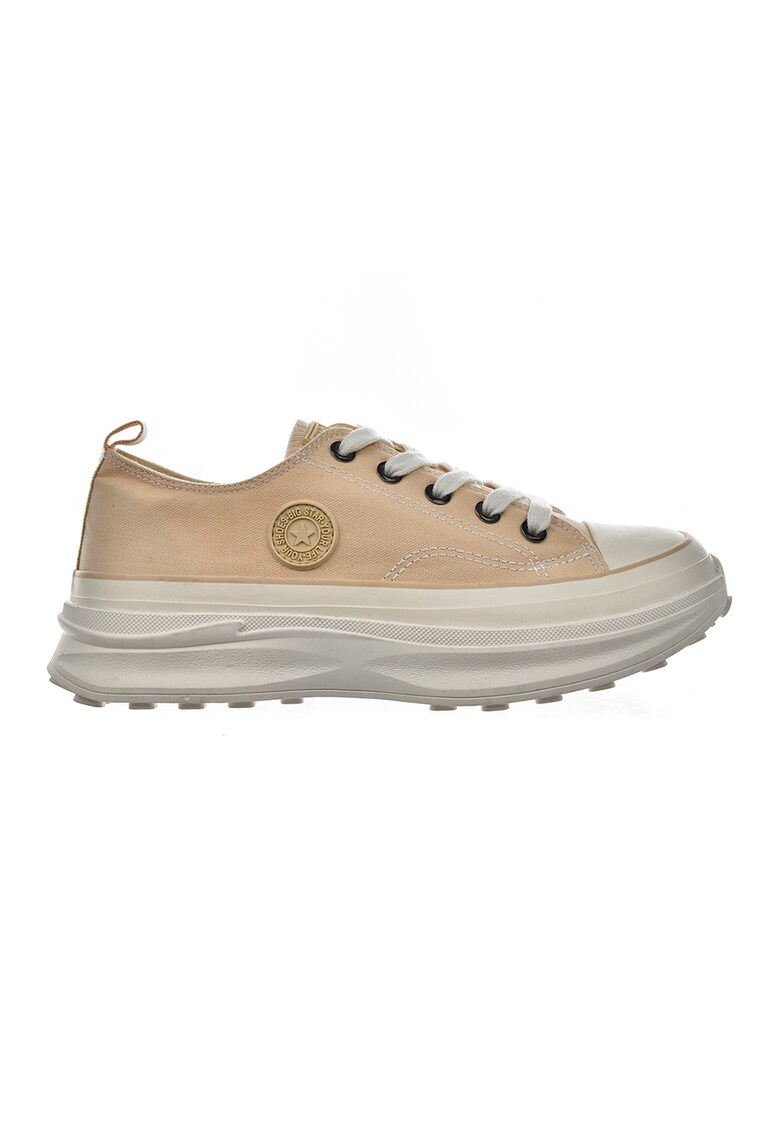Pantofi sport wedge din panza - Bej/Crem
