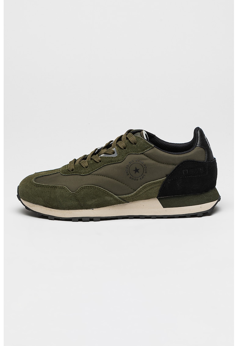 Pantofi sport cu garnituri din piele intoarsa - Kaki