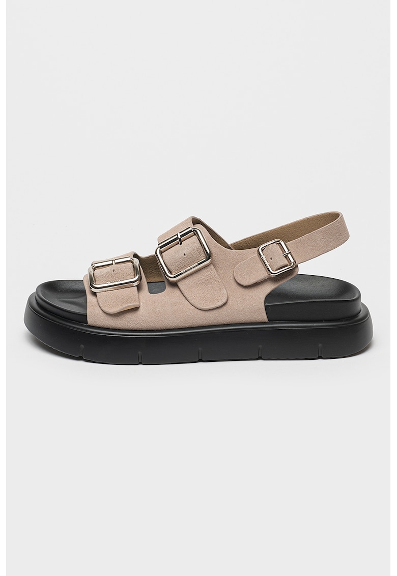 Sandale slingback de piele intoarsa - Roz pal