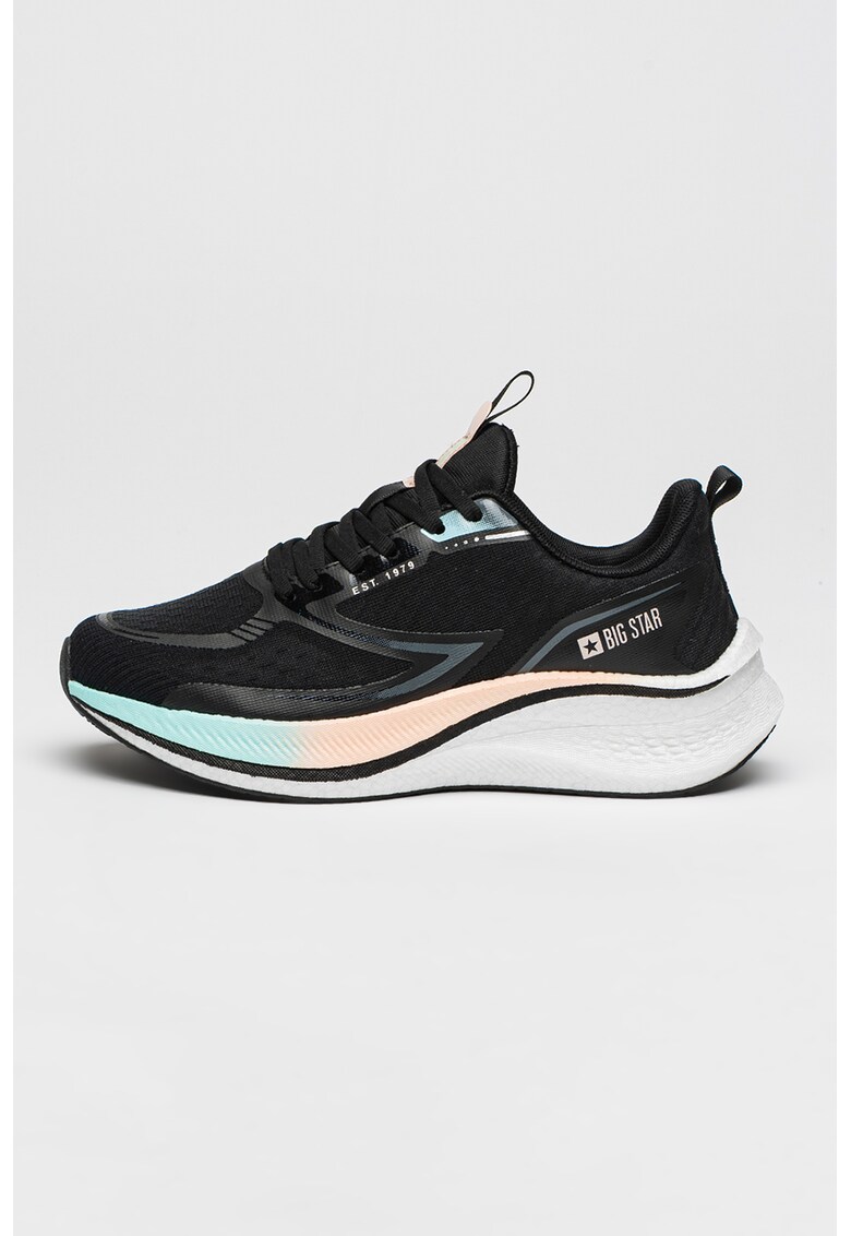 Tenisi cu logo si talpa wedge - Negru