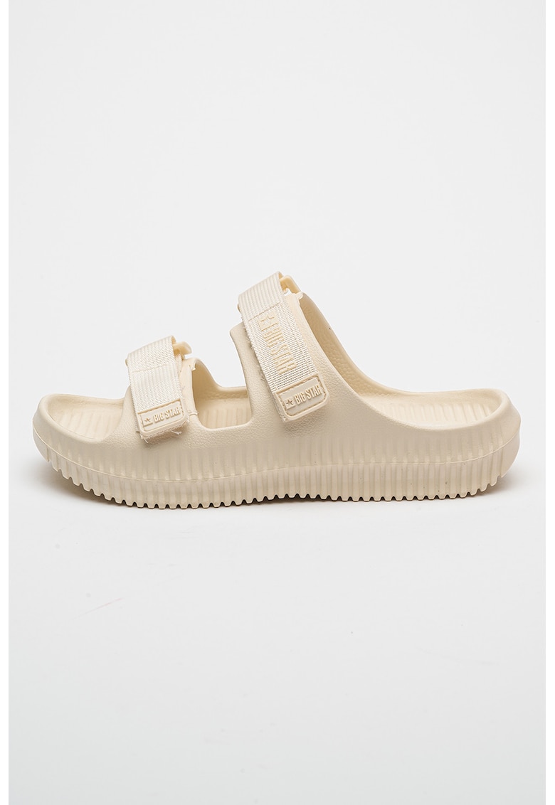 Papuci cu logo si velcro - Bej