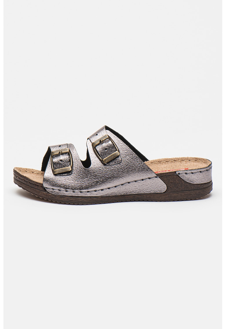 Papuci wedge de piele