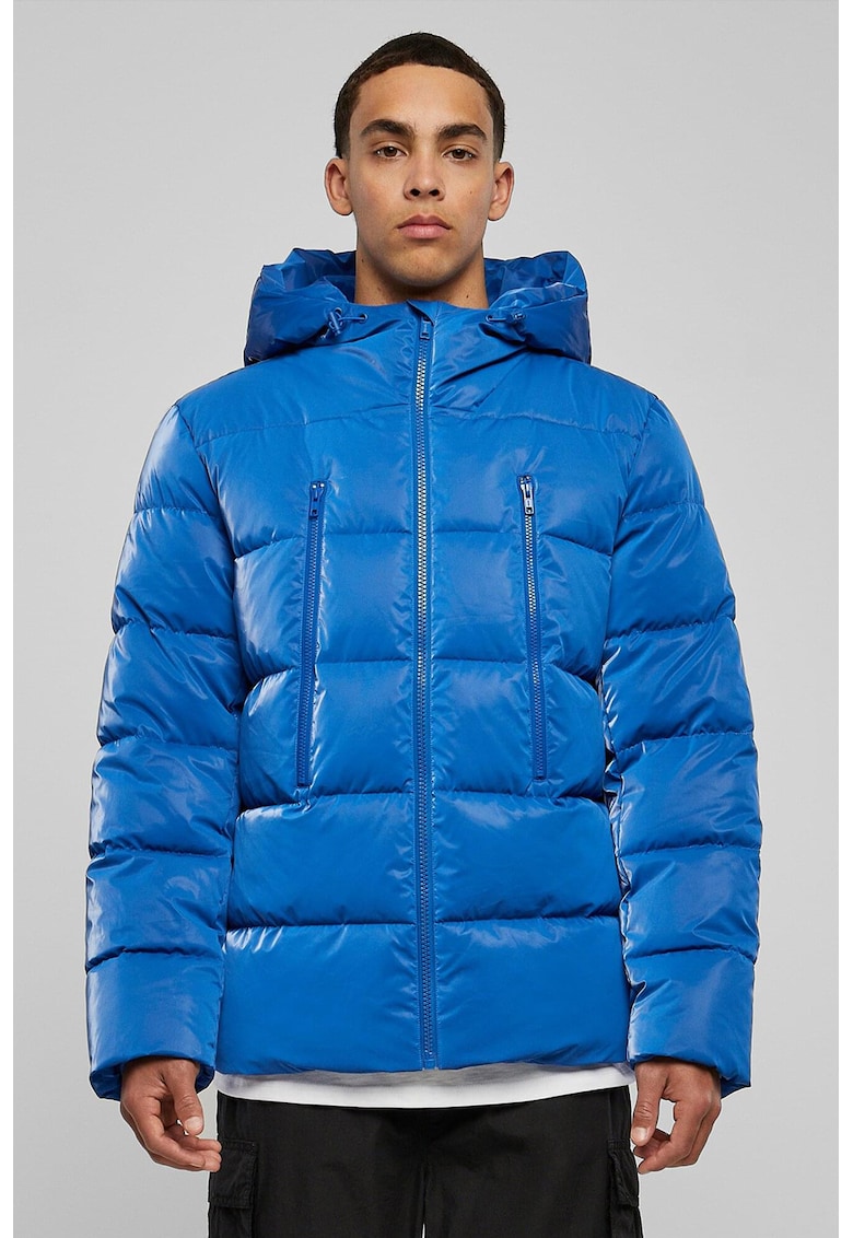 Geaca matlasata cu buzunare supradimensionate cu fermoar