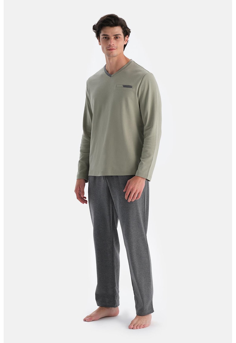 Pijama de bumbac cu model uni