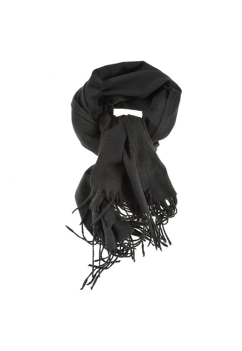 Esarfa neagra cu franjuri 180 x 70 cm