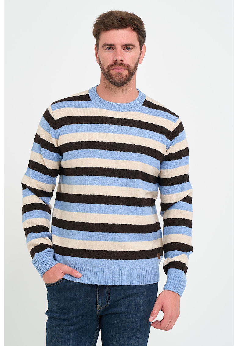 Pulover din amestec de lana cu model in dungi