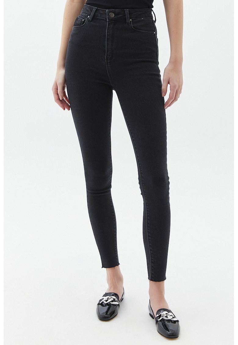 Blugi slim cu talie inalta - Negru
