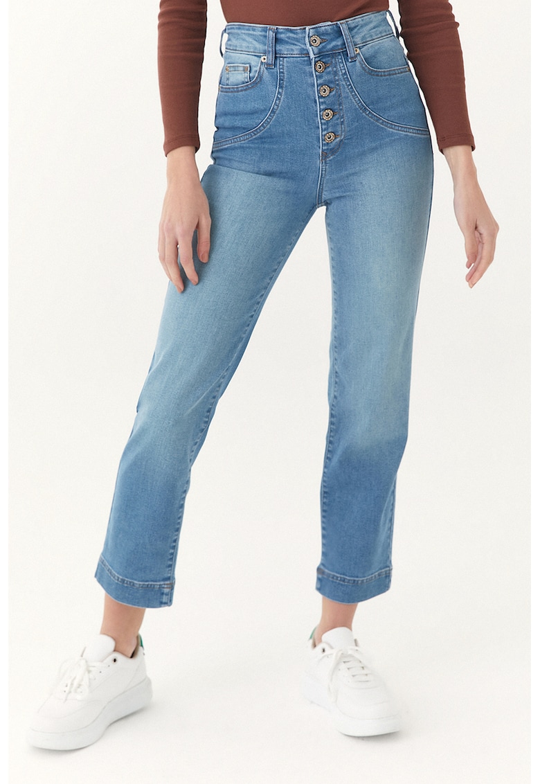 Blugi crop cu nasturi