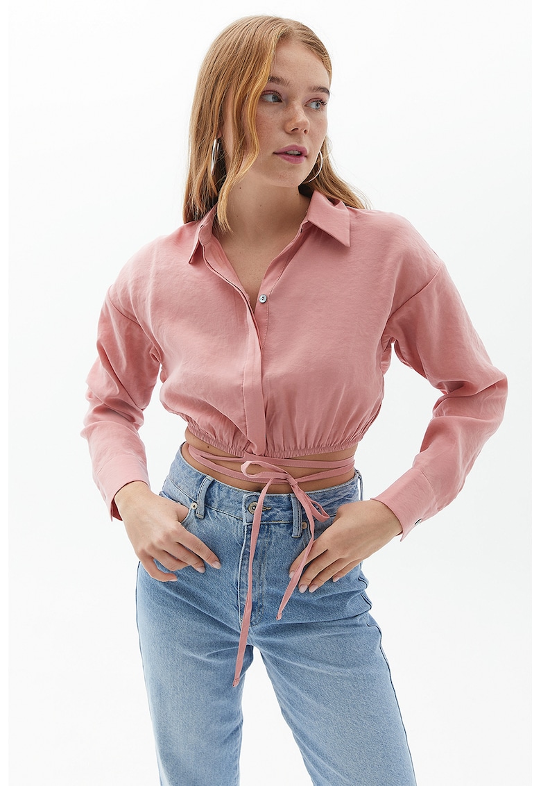 Camasa crop din amestec de modal