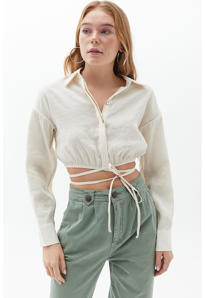 Camasa crop din amestec de modal