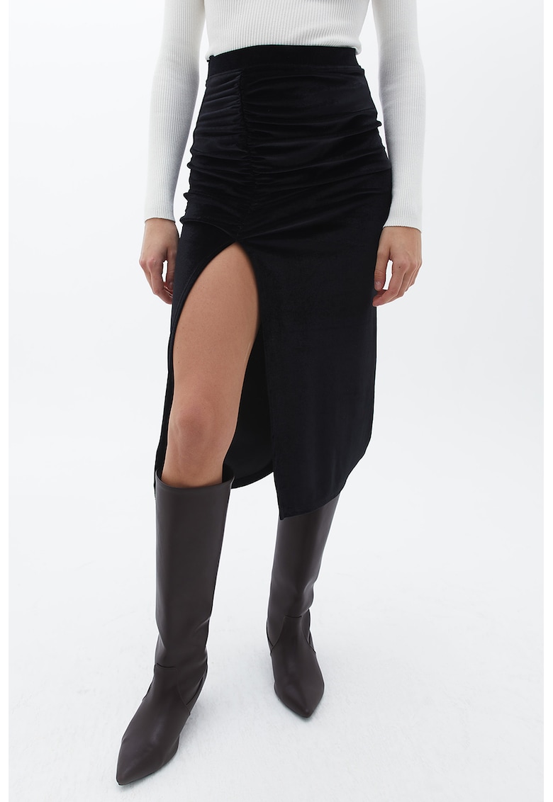 Fusta cu talie inalta si slit frontal Fusta cu talie inalta si slit frontal