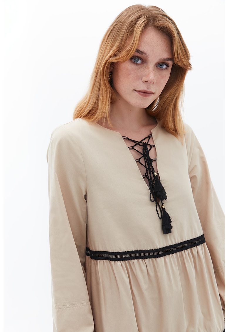 Rochie midi evazata de bumbac