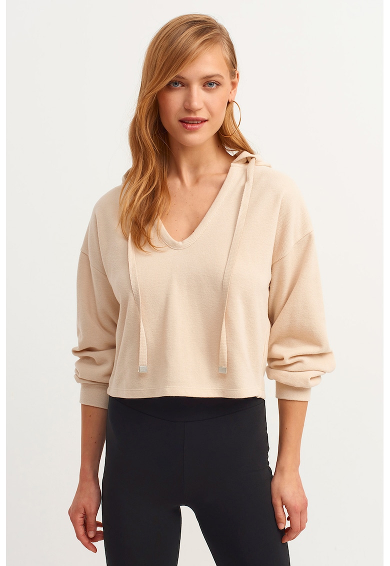 Pulover crop cu decolteu in V