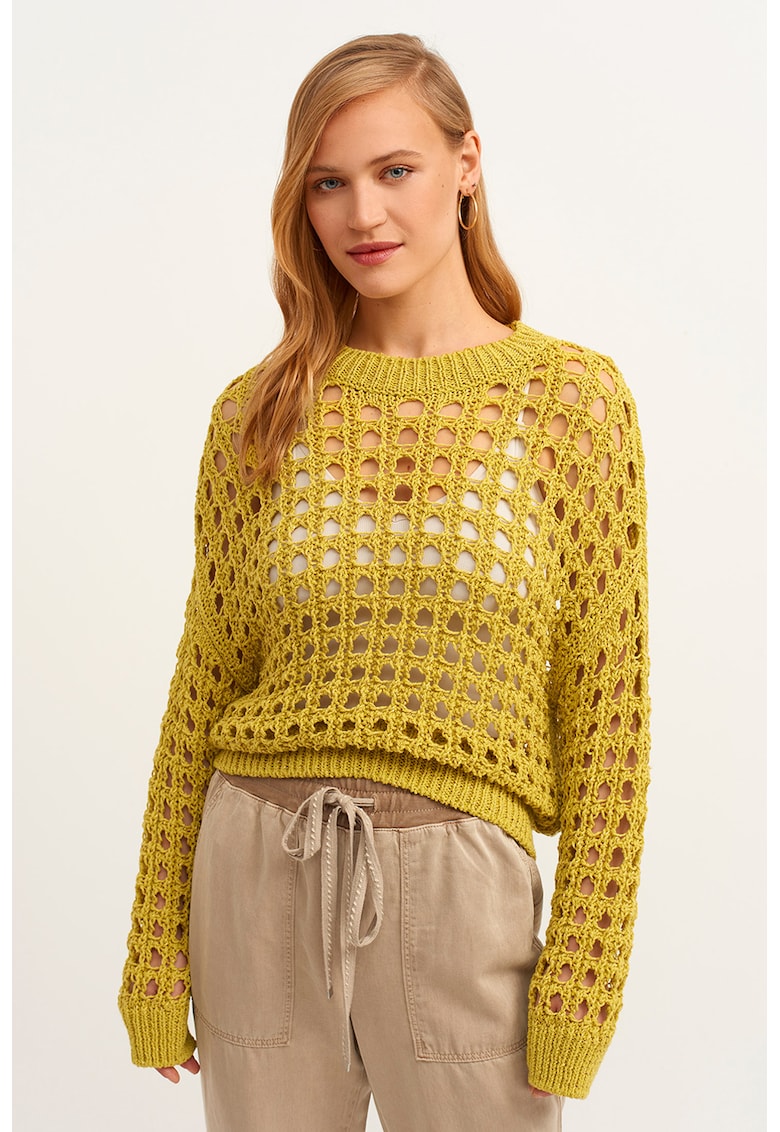 Pulover cu decupaje - Verde lime