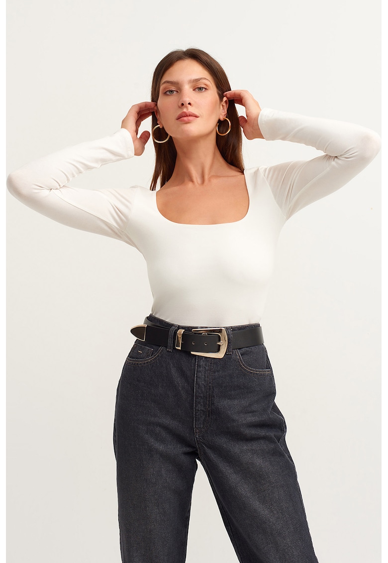 Bluza cu decolteu patrat - Alb