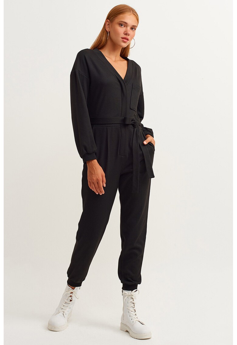 Salopeta cu buzunar pe piept - Negru