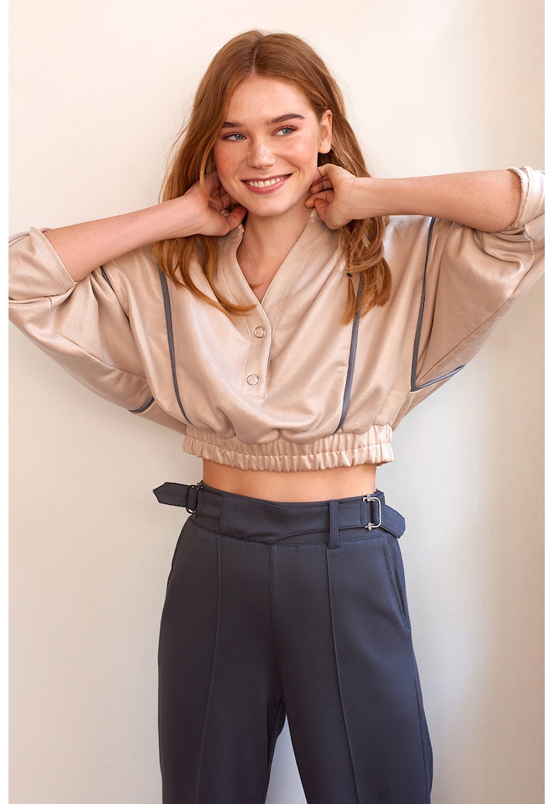 Bluza crop de trening cu maneci cazute