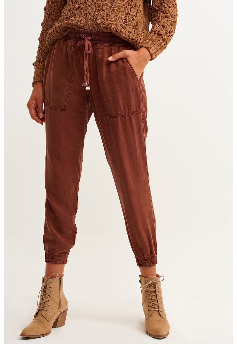 Pantaloni crop cu talie ajustabila